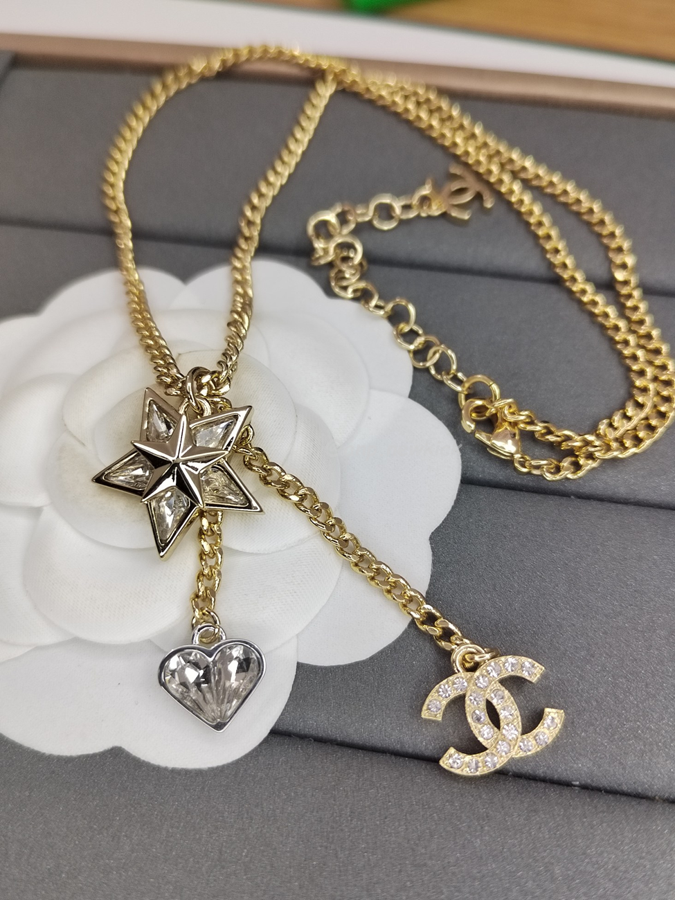 Chanel Cc Logo Star Heart Necklace (1) - www.newkick.vip